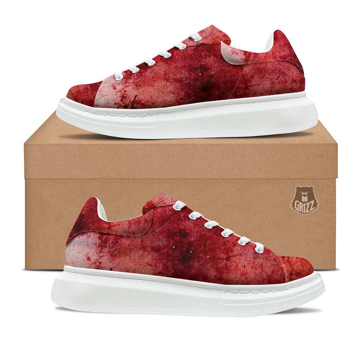 Blood Stains Red Print Platform Shoes-grizzshop