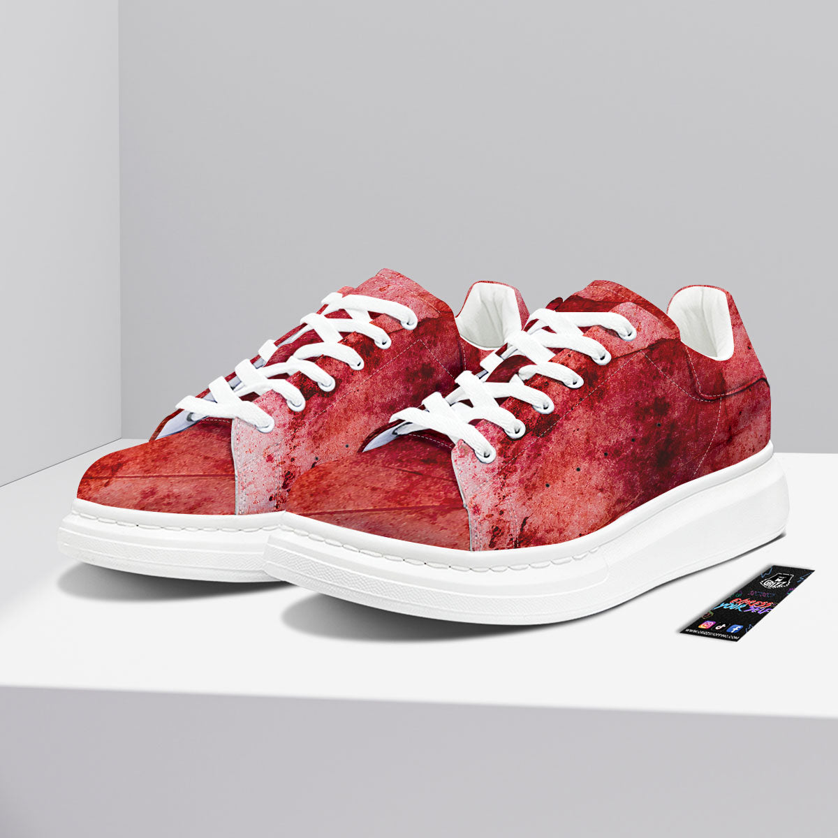 Blood Stains Red Print Platform Shoes-grizzshop