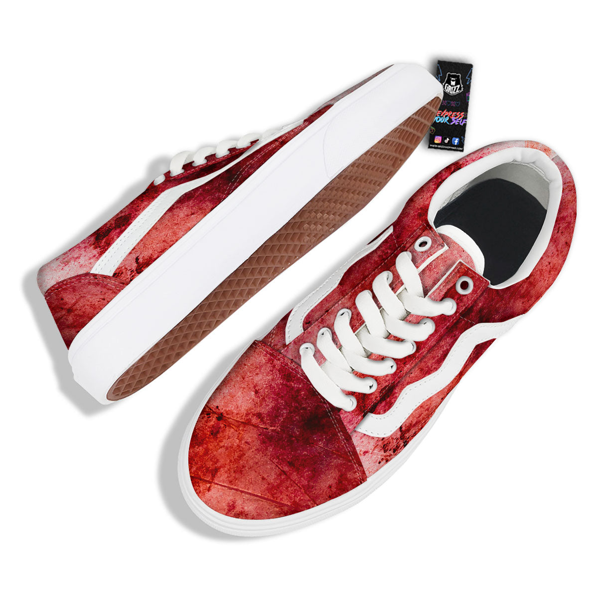 Blood Stains Red Print Skate Shoes-grizzshop