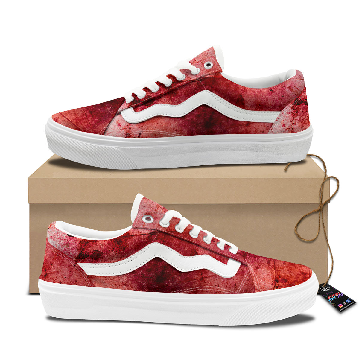 Blood Stains Red Print Skate Shoes-grizzshop