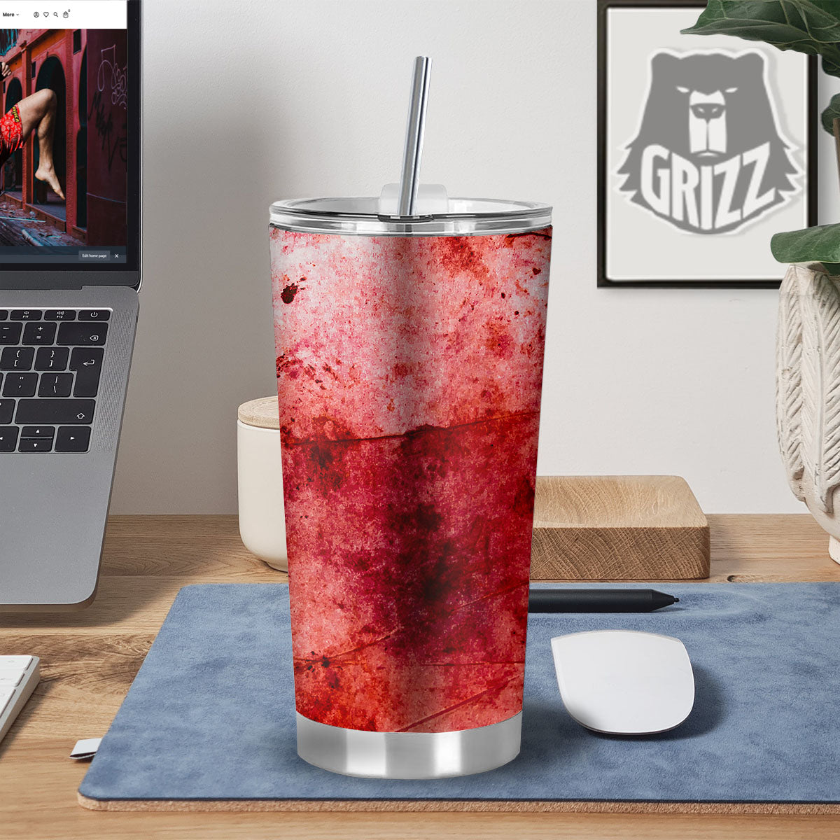 Blood Stains Red Print Tumbler-grizzshop