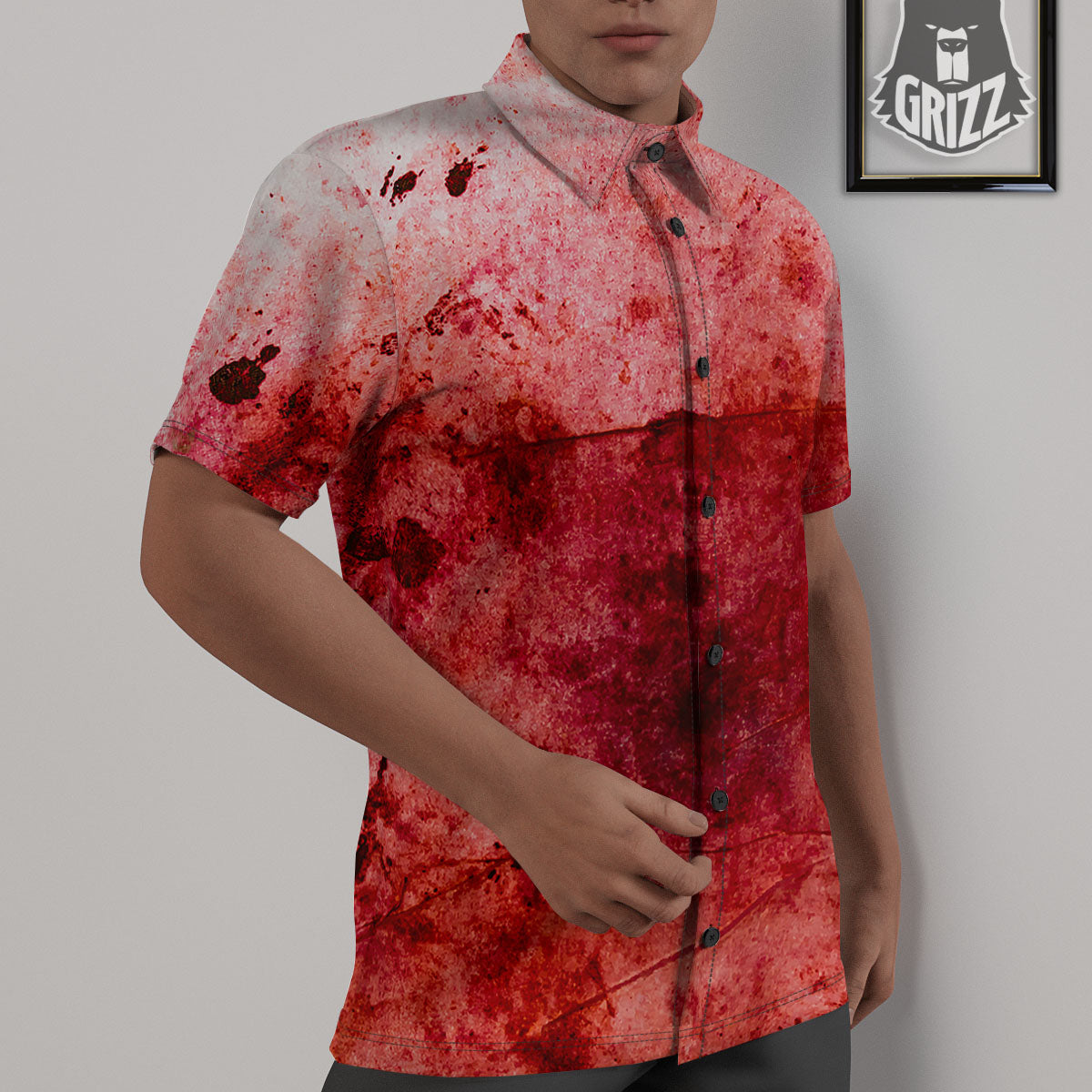 Blood Stains Red Print Untucked Shirts-grizzshop