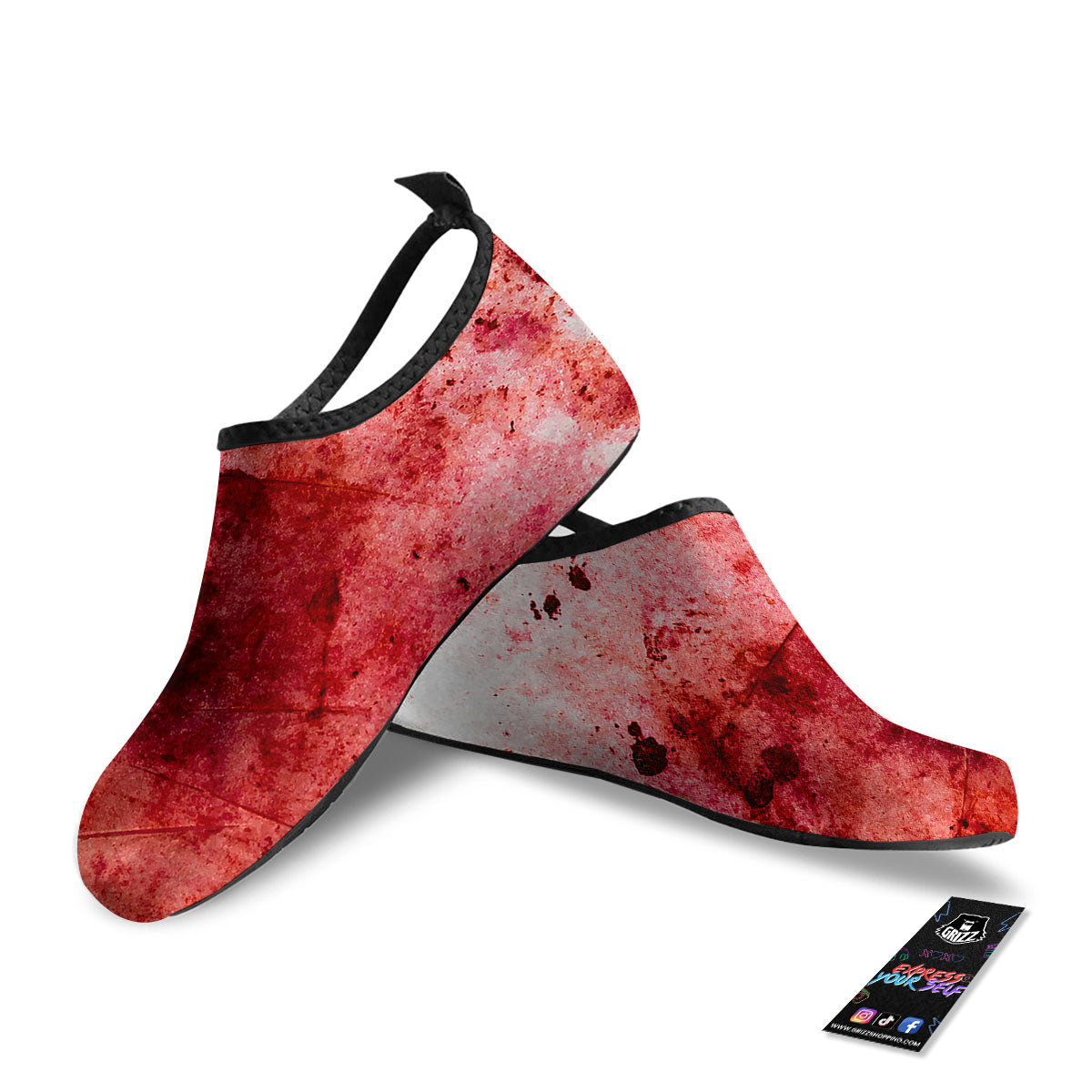 Blood Stains Red Print Water Shoes-grizzshop