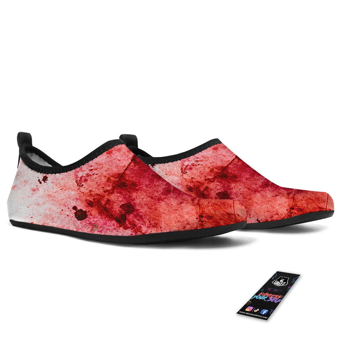 Blood Stains Red Print Water Shoes-grizzshop