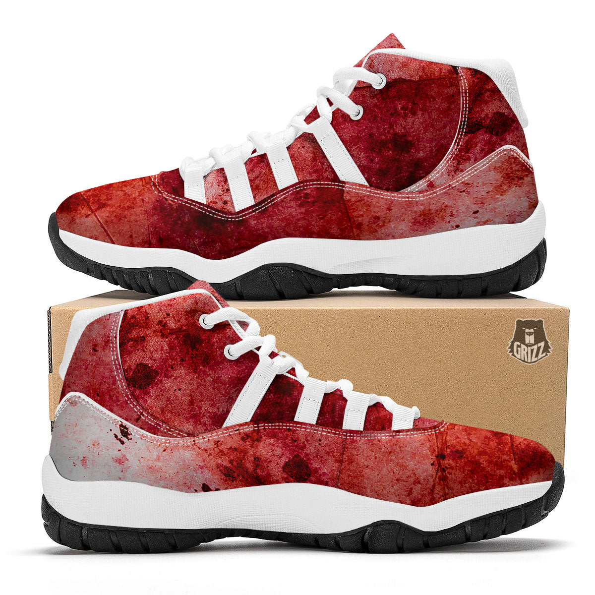 Blood Stains Red Print White Bball Shoes-grizzshop