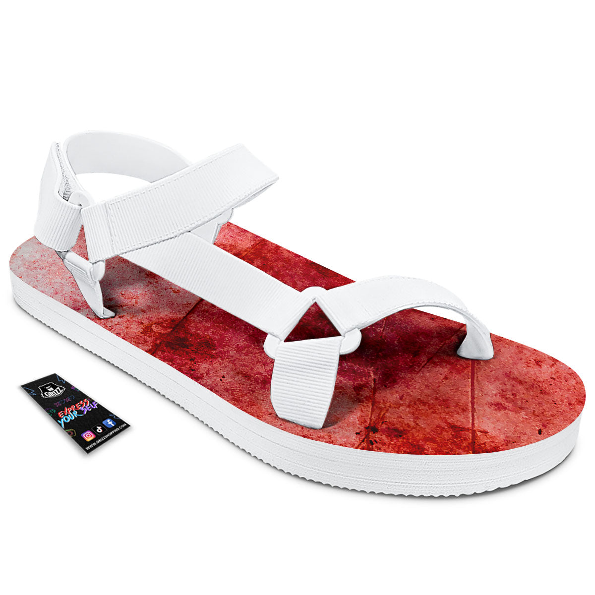 Blood Stains Red Print White Open Toe Sandals-grizzshop