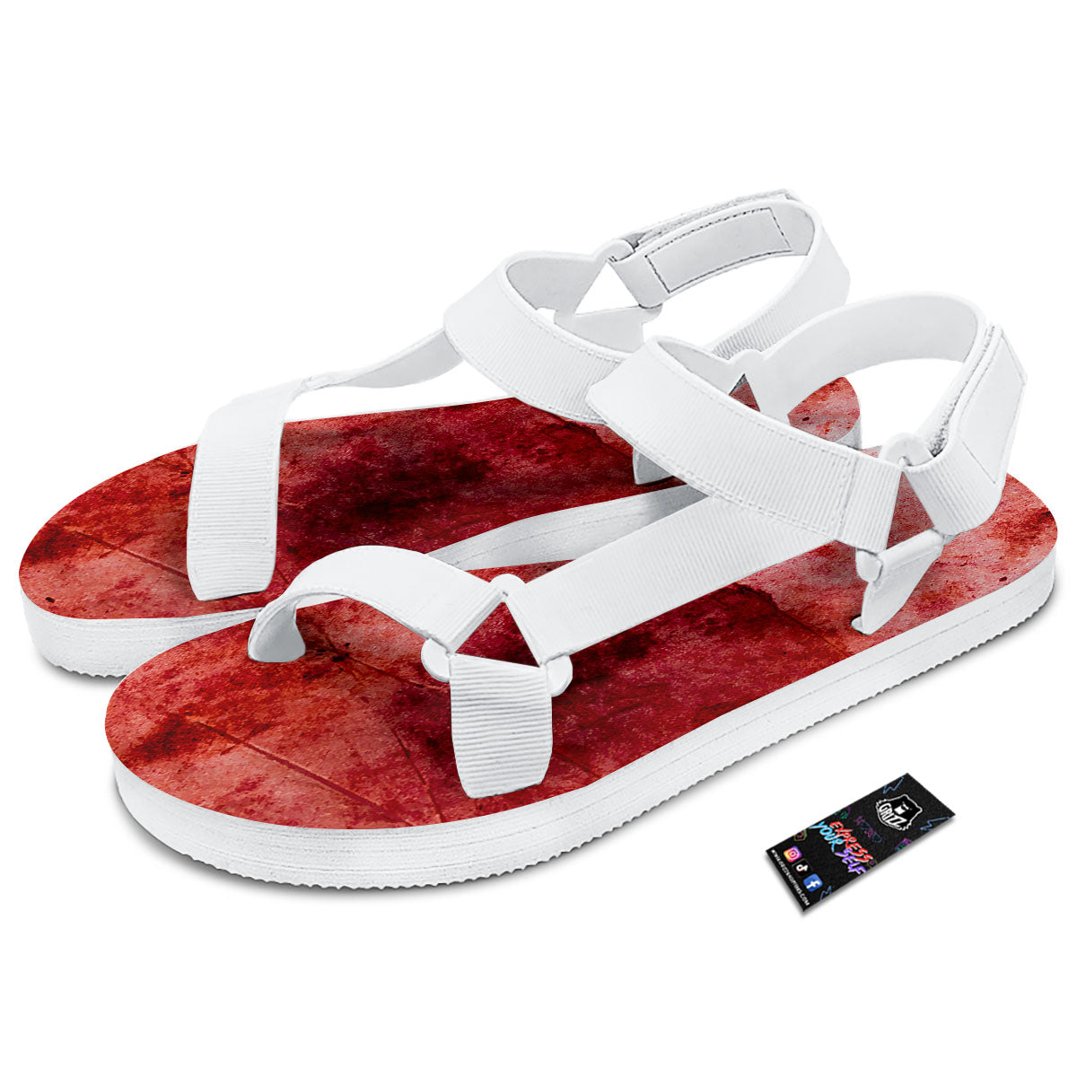 Blood Stains Red Print White Open Toe Sandals-grizzshop