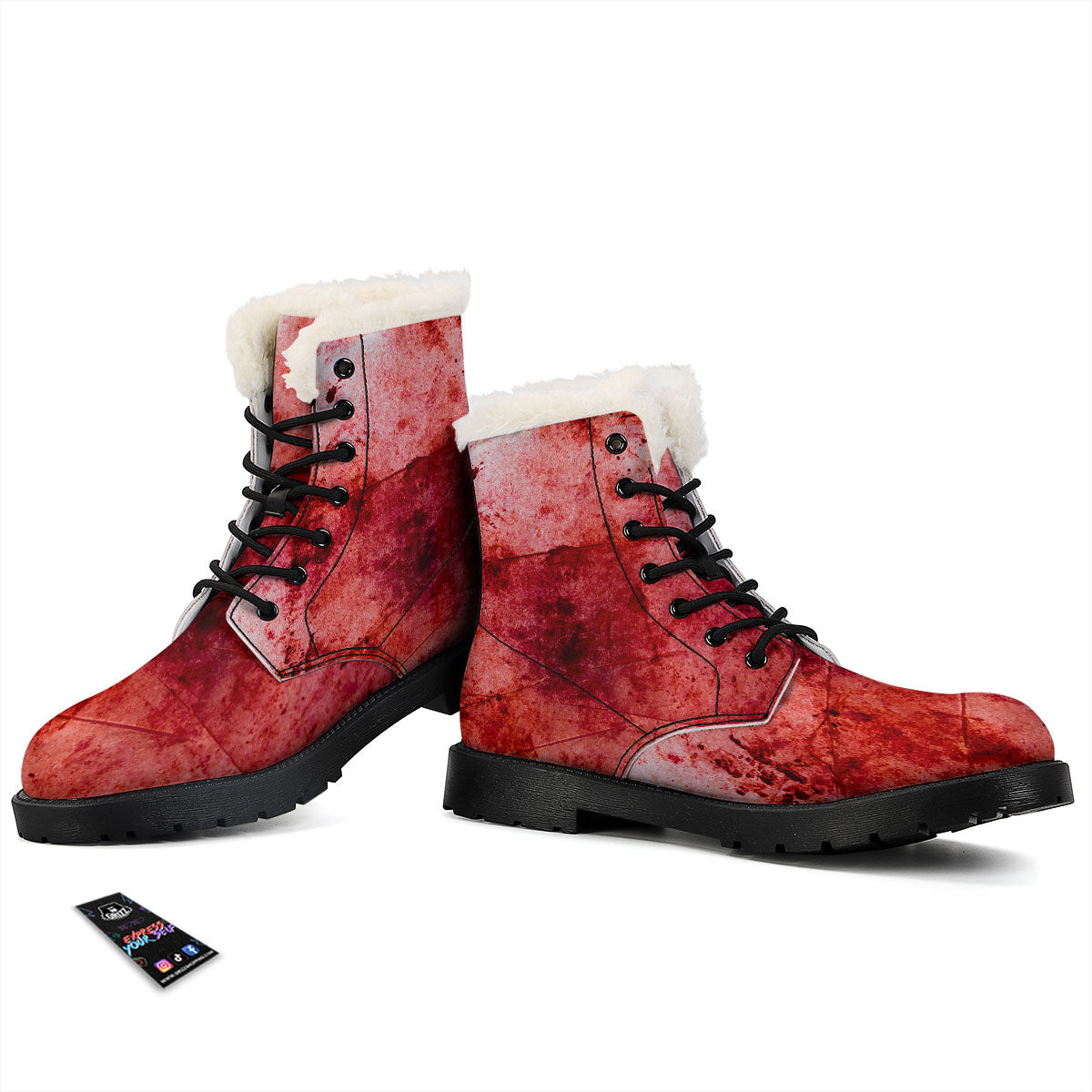 Blood Stains Red Print Winter Boots-grizzshop