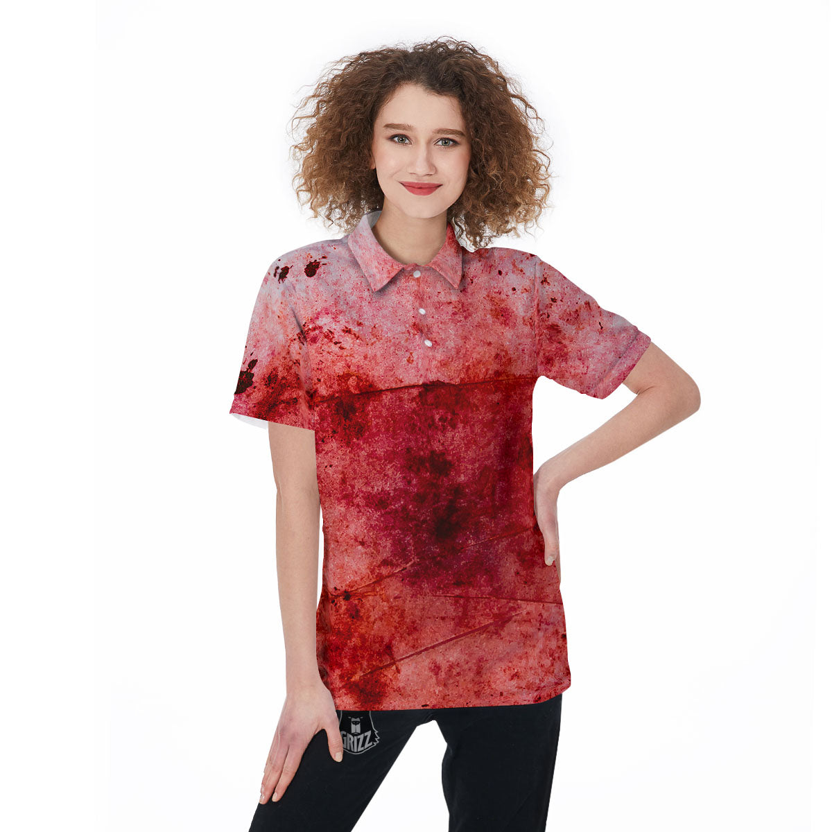 Blood Stains Red Print Women's Golf Shirts-grizzshop