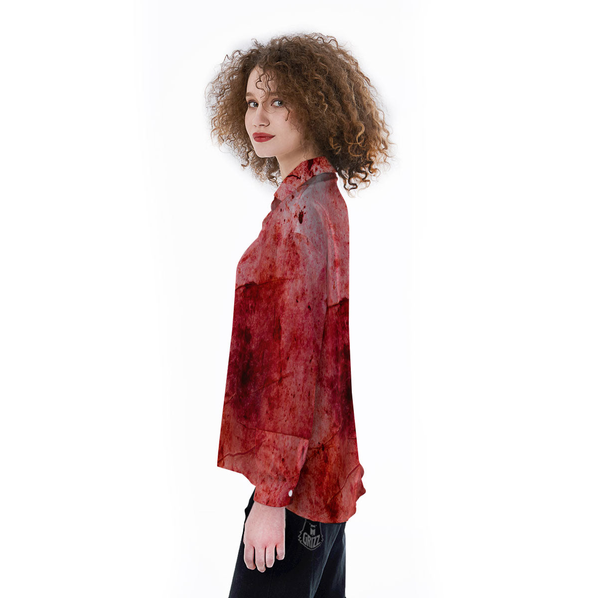 Blood Stains Red Print Women's Long Sleeve Shirts-grizzshop