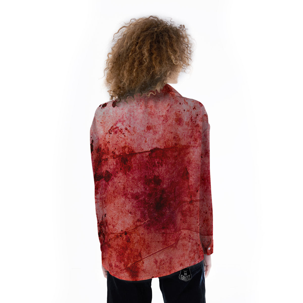 Blood Stains Red Print Women's Long Sleeve Shirts-grizzshop