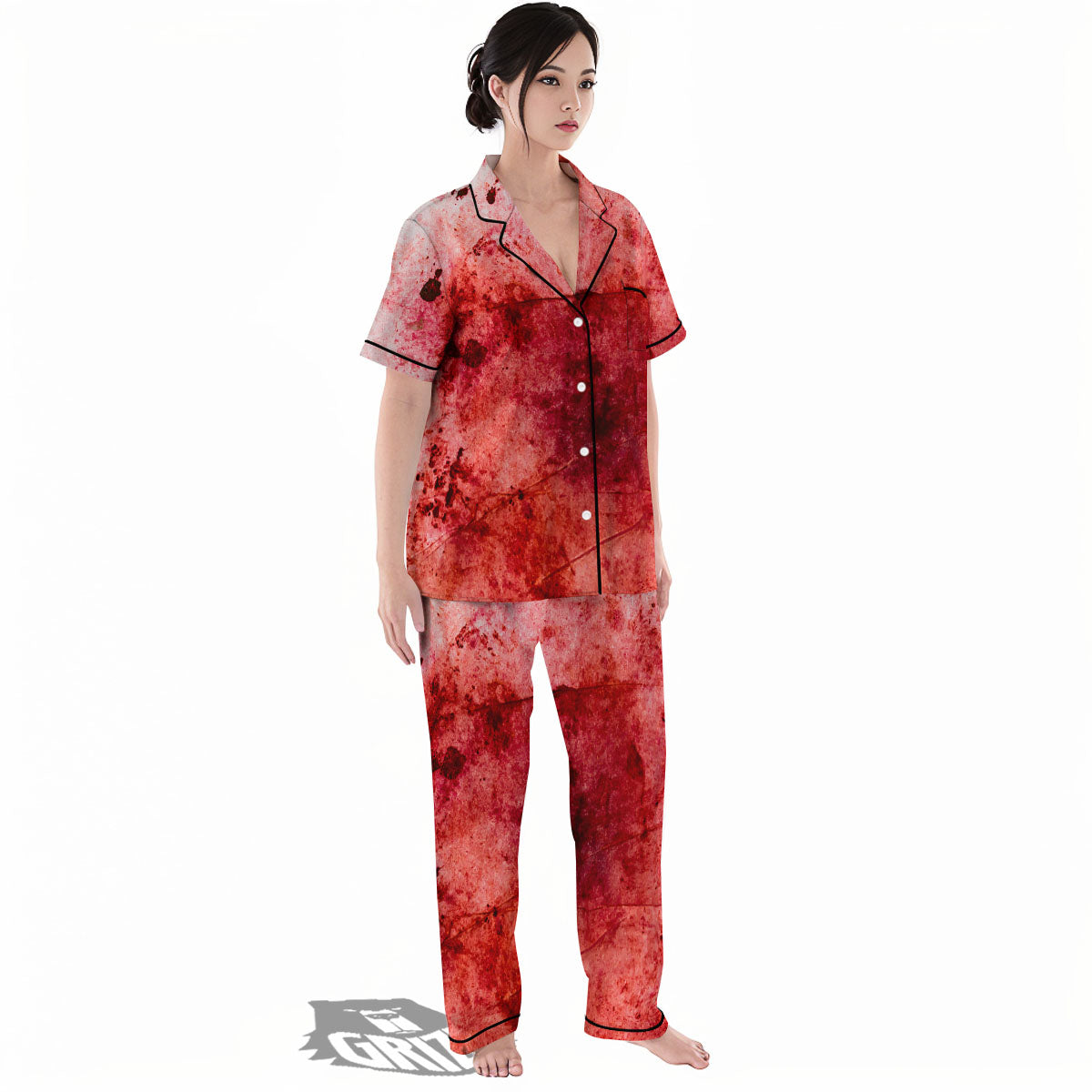 Blood Stains Red Print Women's Pajamas Set-grizzshop