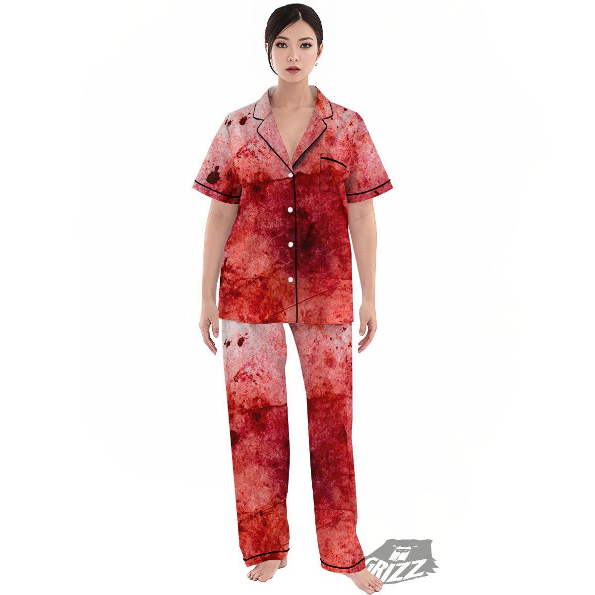 Blood Stains Red Print Women's Pajamas Set-grizzshop