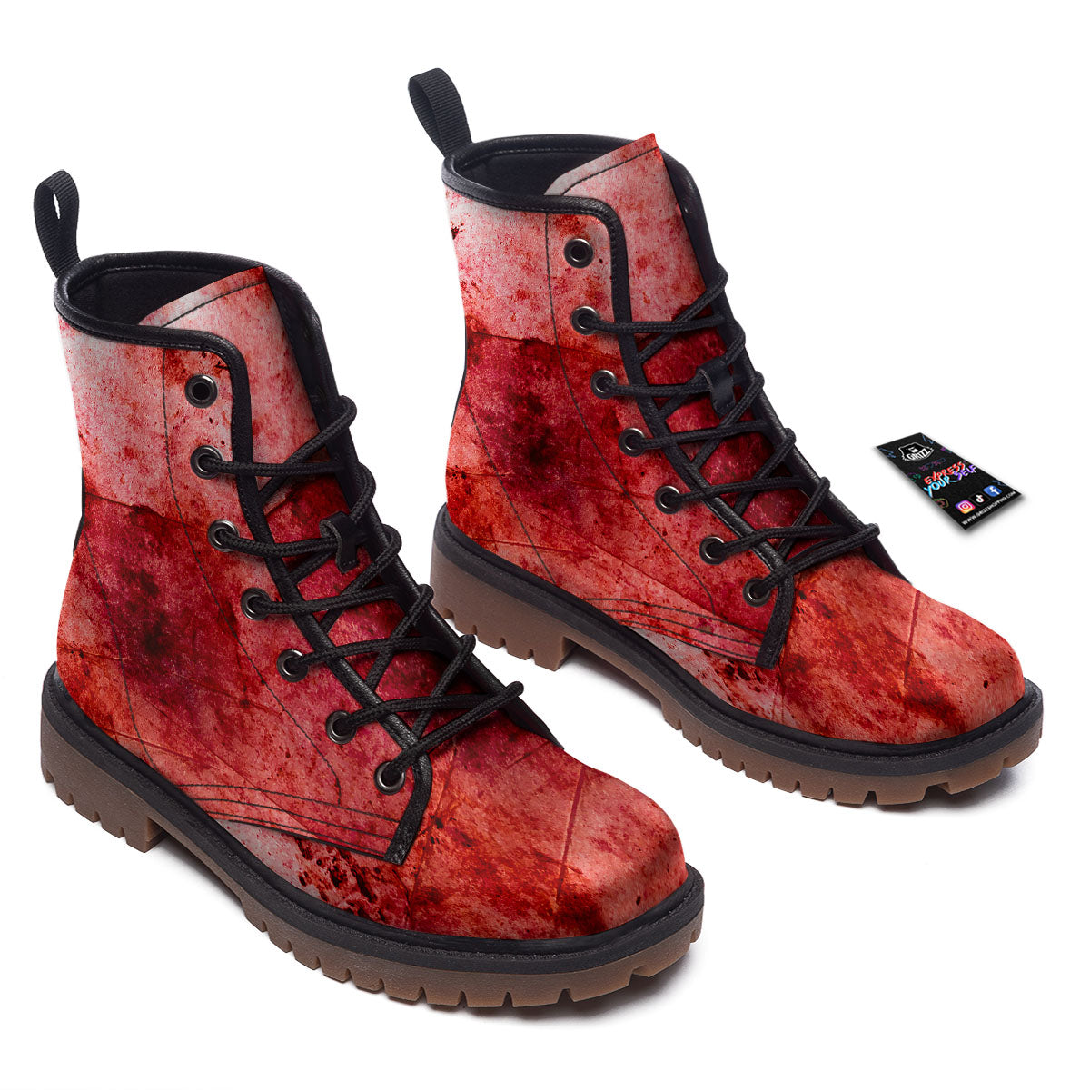 Blood Stains Red Print Work Boots-grizzshop