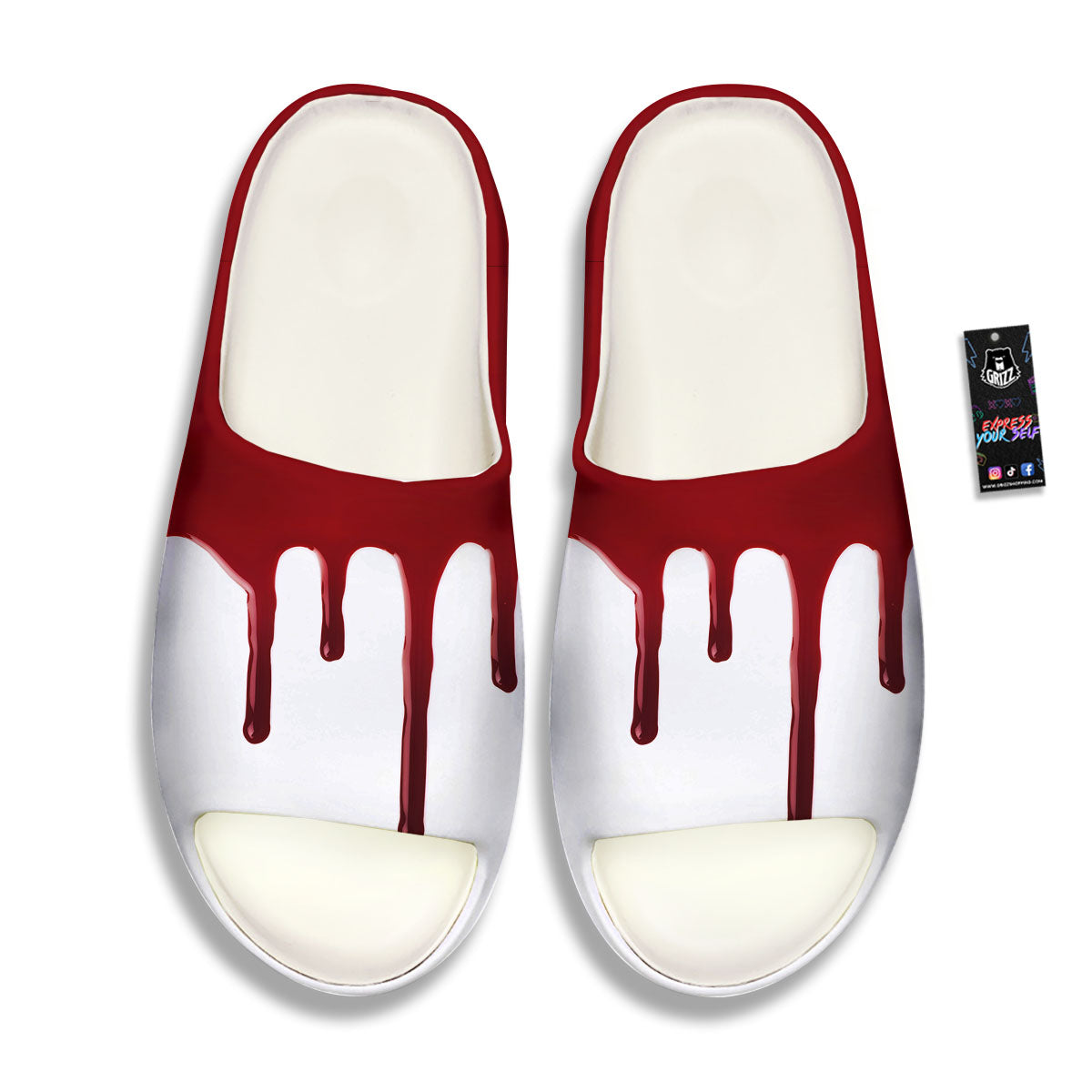 Blood Flowing Red Print Sandals-grizzshop