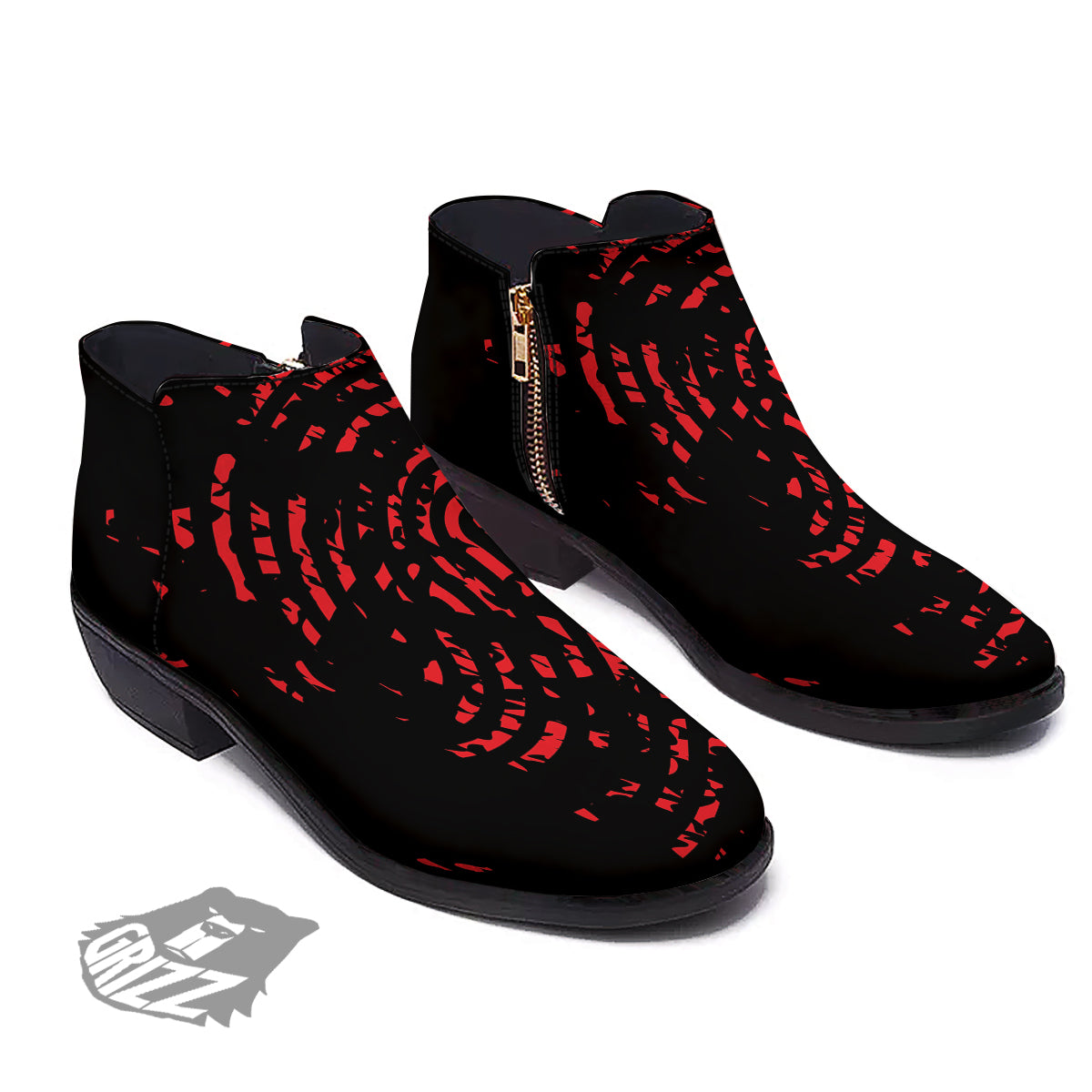 Bloody Finger Red Print Ankle Boots-grizzshop