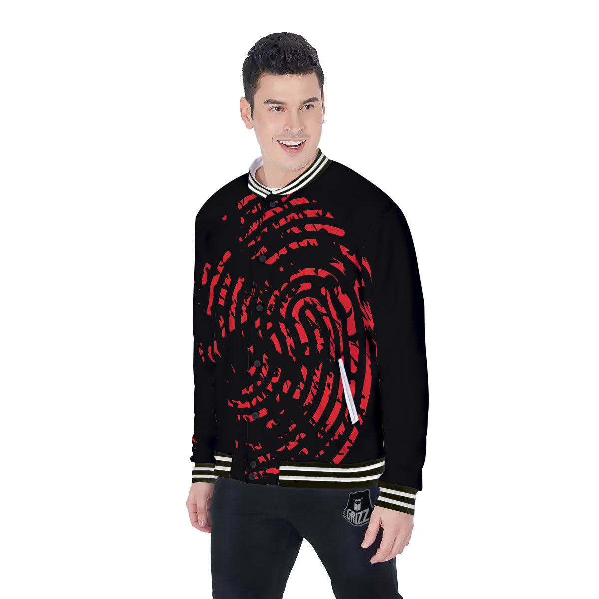 Bloody Finger Red Print Baseball Jacket-grizzshop