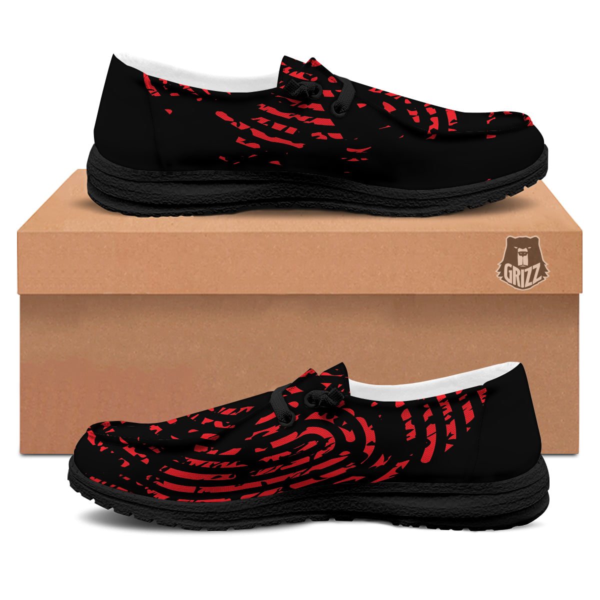 Bloody Finger Red Print Black Loafers-grizzshop