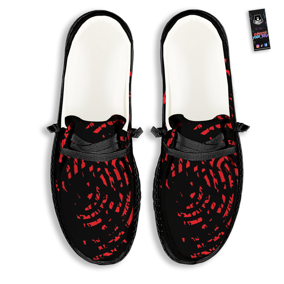 Bloody Finger Red Print Black Loafers-grizzshop