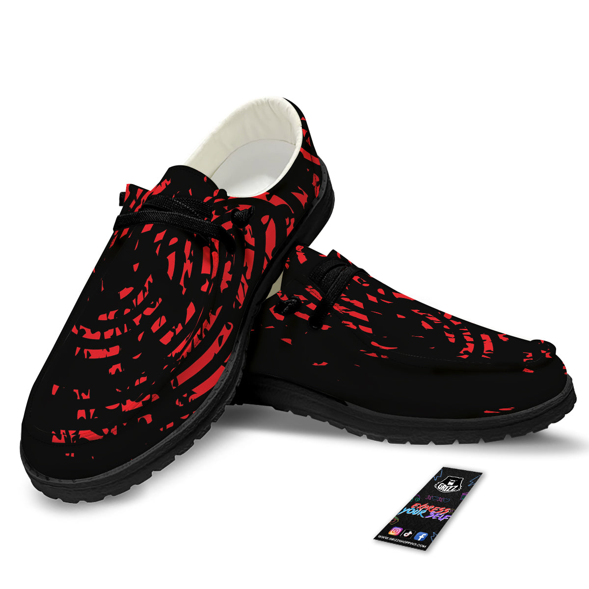 Bloody Finger Red Print Black Loafers-grizzshop