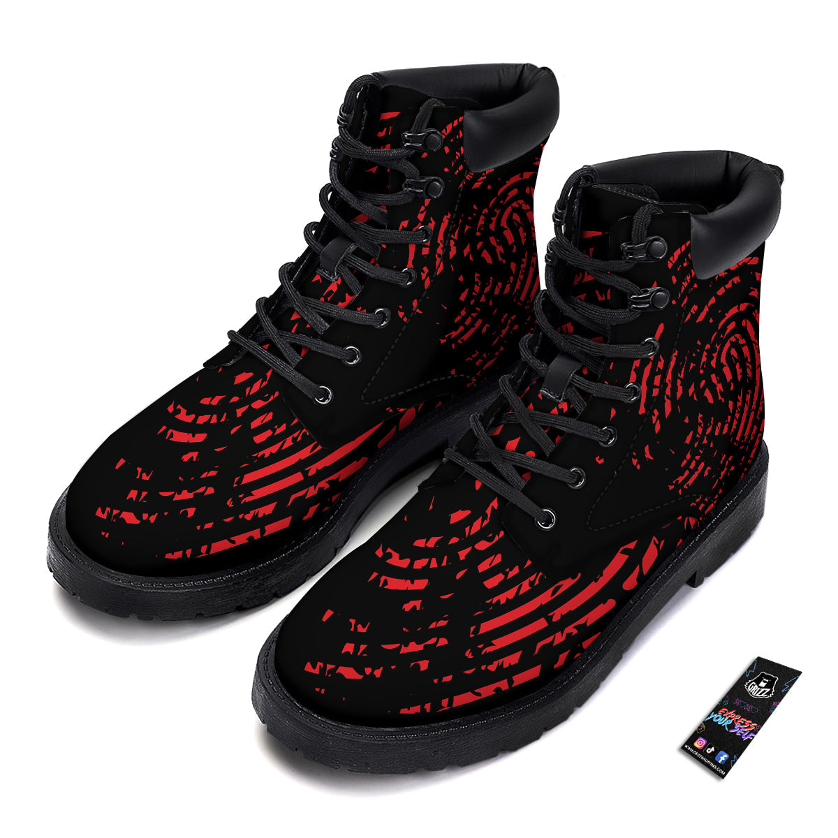 Bloody Finger Red Print Boots-grizzshop