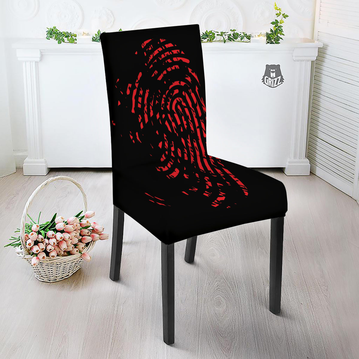 Bloody Finger Red Print Dining Chair Slipcover-grizzshop