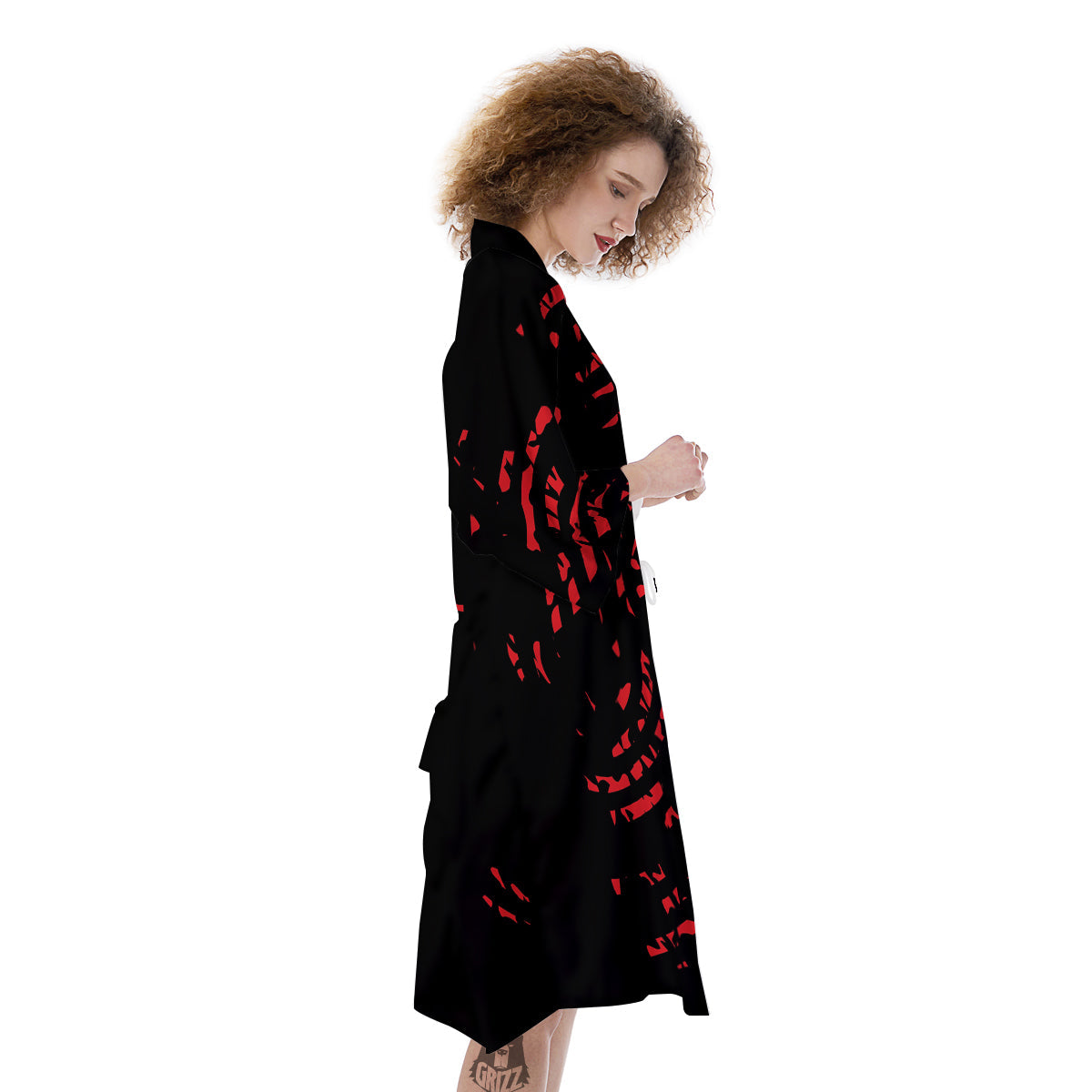Bloody Finger Red Print Kimono-grizzshop
