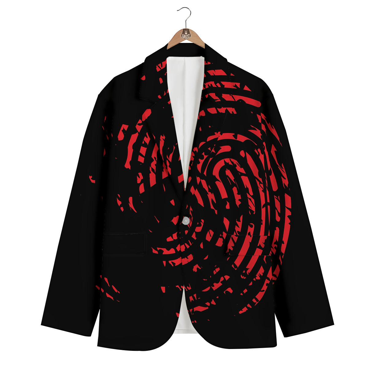 Bloody Finger Red Print Men's Blazer-grizzshop