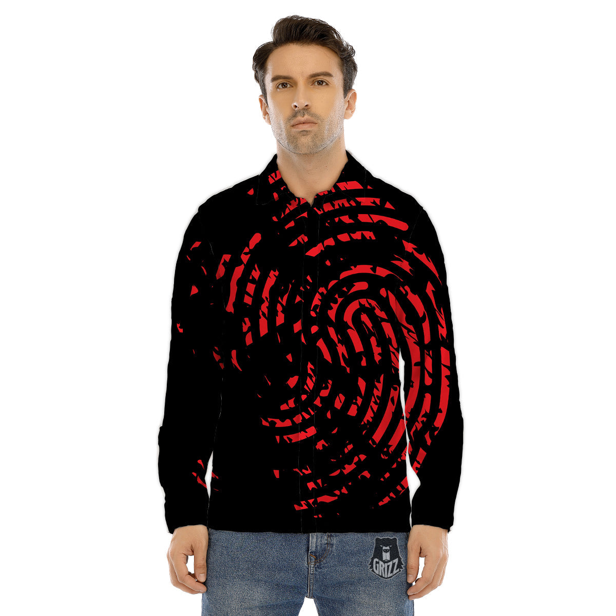 Bloody Finger Red Print Men's Dress Shirts-grizzshop