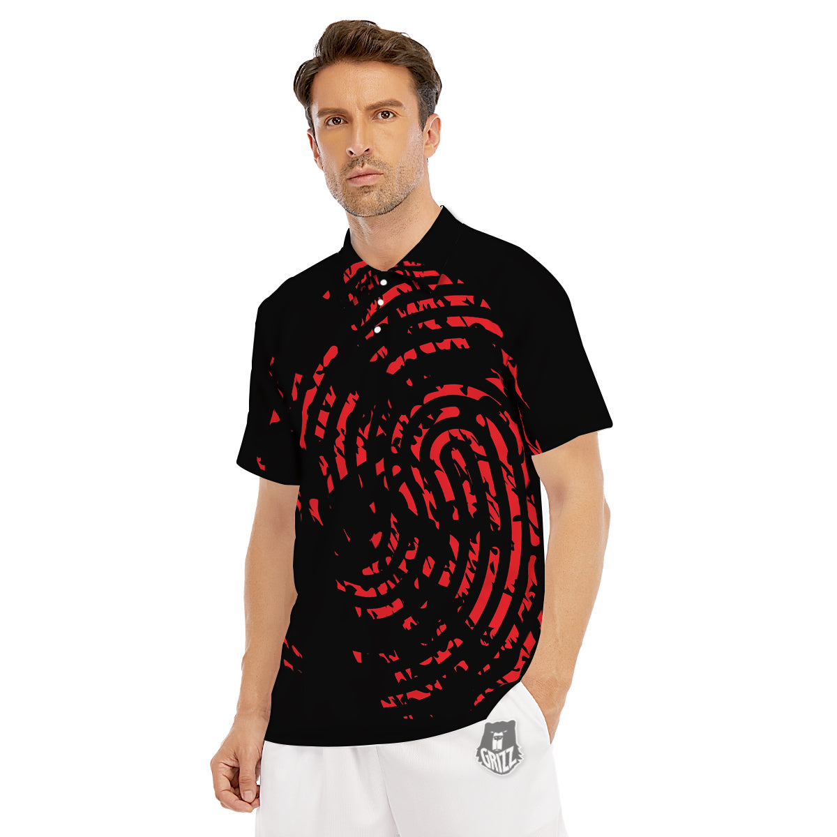 Bloody Finger Red Print Men's Golf Shirts-grizzshop