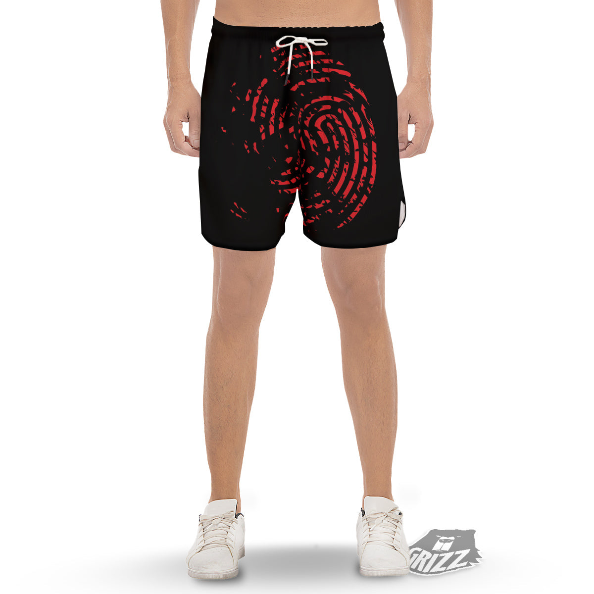 Bloody Finger Red Print Men's Gym Shorts-grizzshop