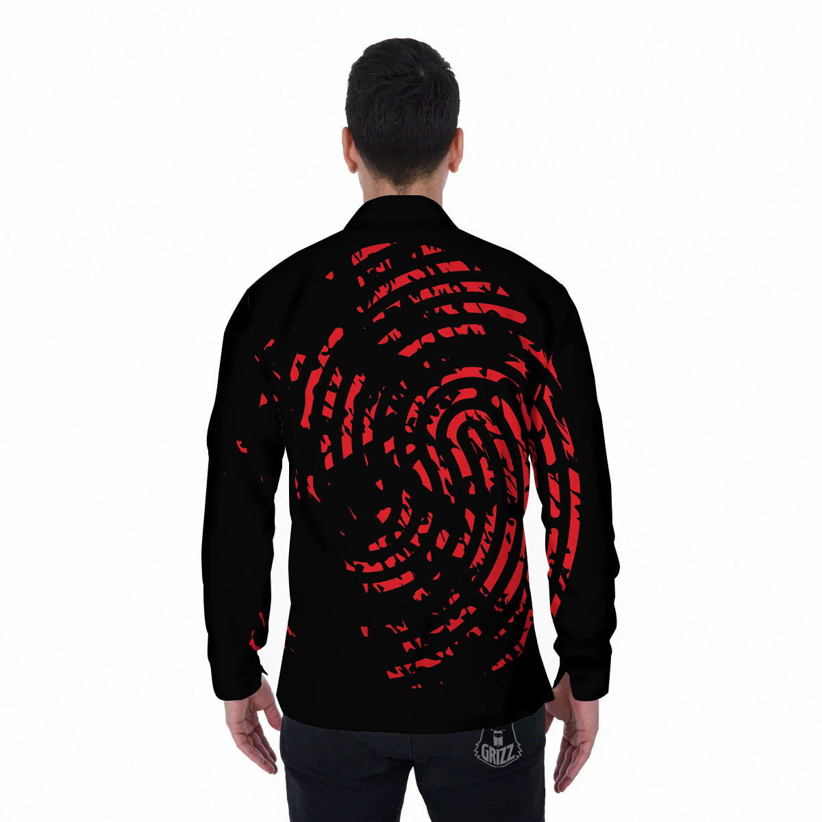 Bloody Finger Red Print Men's Long Sleeve Shirts-grizzshop
