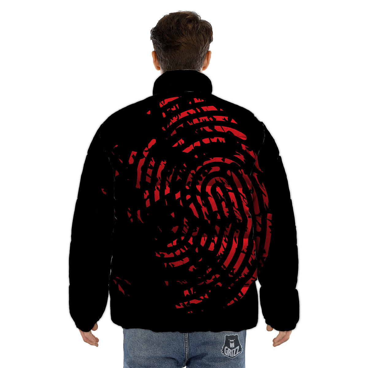Bloody Finger Red Print Puffer Jacket-grizzshop