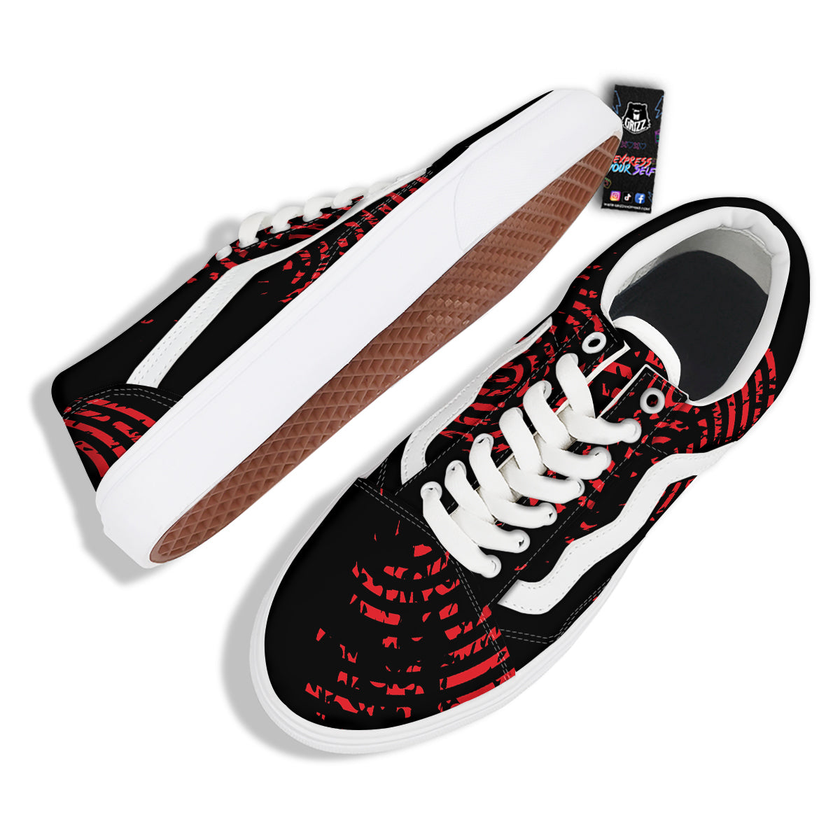Bloody Finger Red Print Skate Shoes-grizzshop