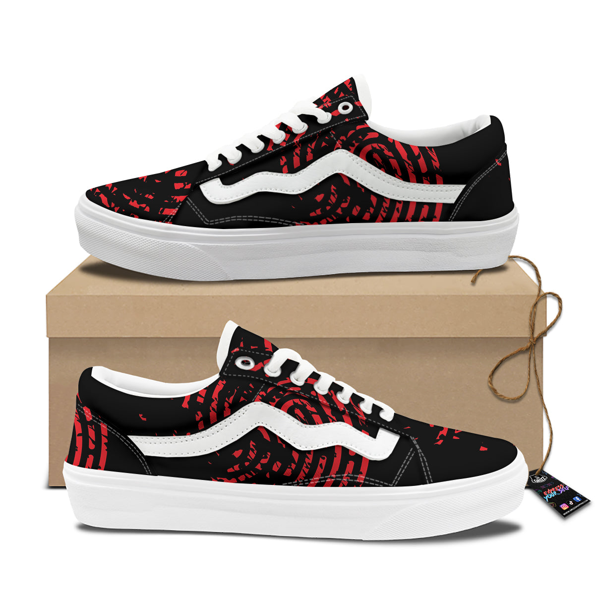 Bloody Finger Red Print Skate Shoes-grizzshop
