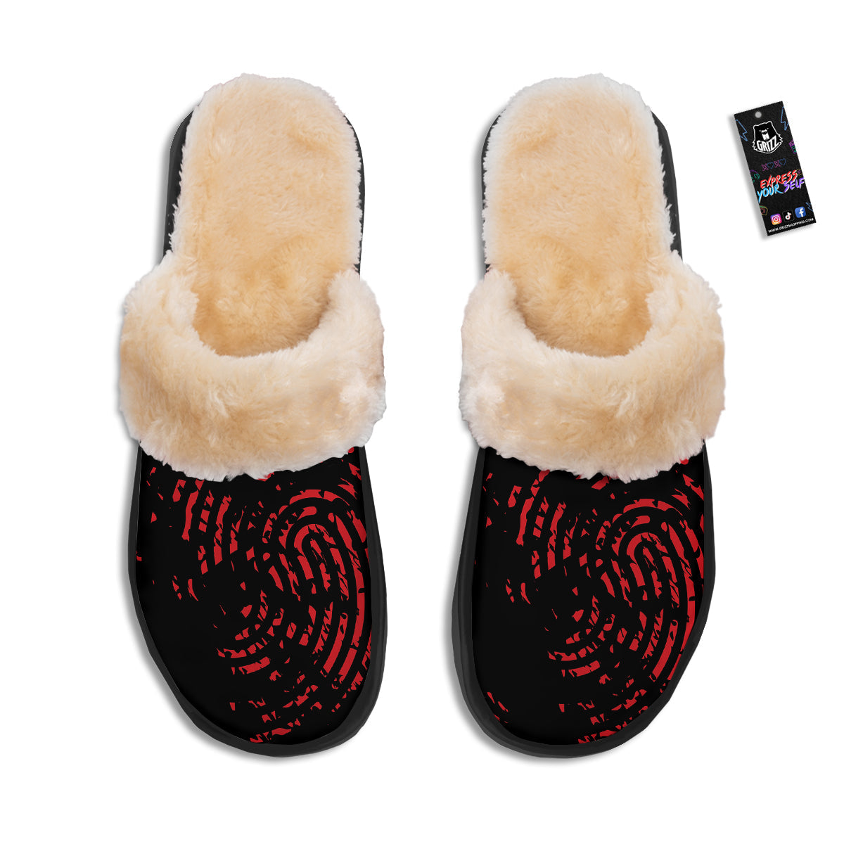 Bloody Finger Red Print Slippers-grizzshop