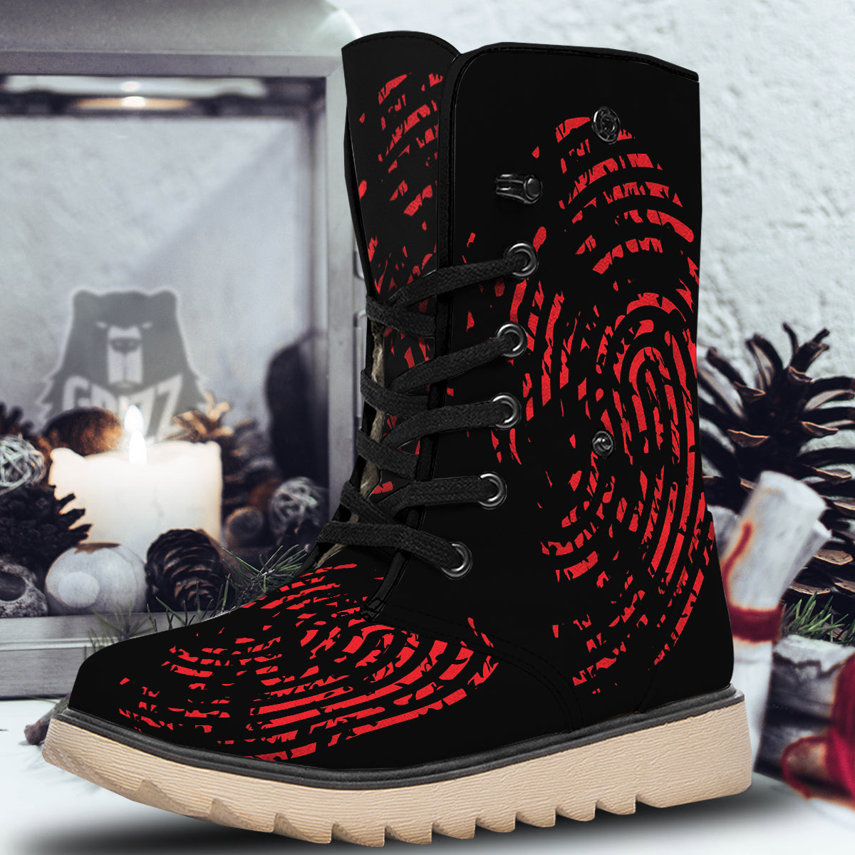 Bloody Finger Red Print Snow Boots-grizzshop
