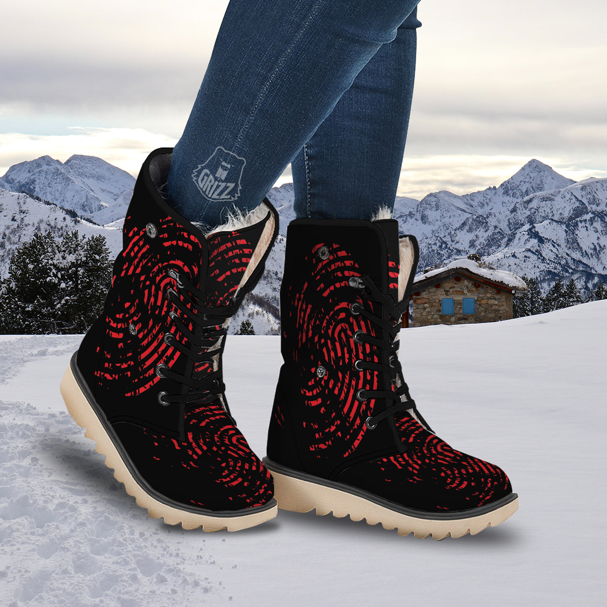 Bloody Finger Red Print Snow Boots-grizzshop