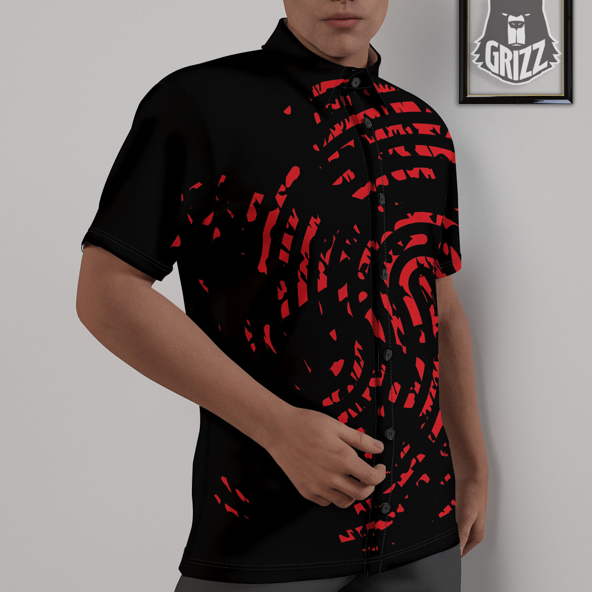 Bloody Finger Red Print Untucked Shirts-grizzshop