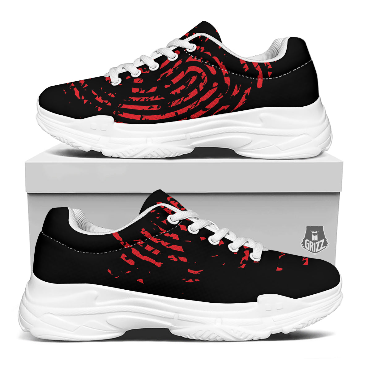 Bloody Finger Red Print White Chunky Shoes-grizzshop