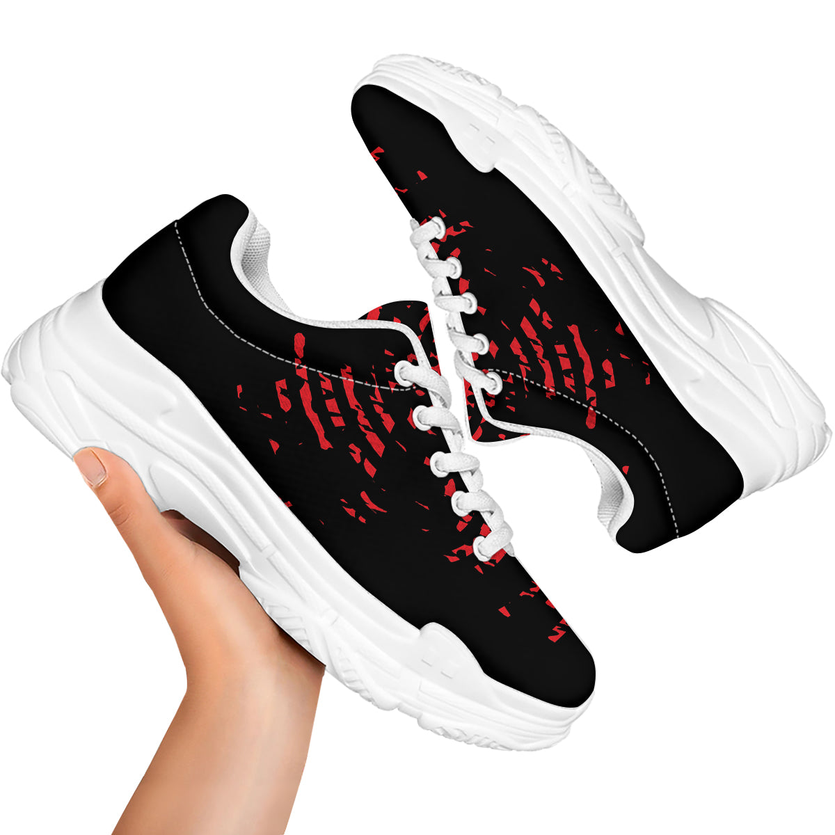 Bloody Finger Red Print White Chunky Shoes-grizzshop
