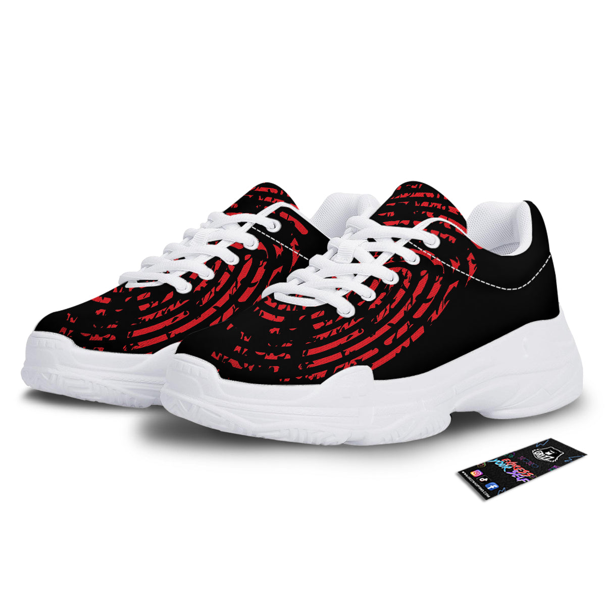 Bloody Finger Red Print White Chunky Shoes-grizzshop