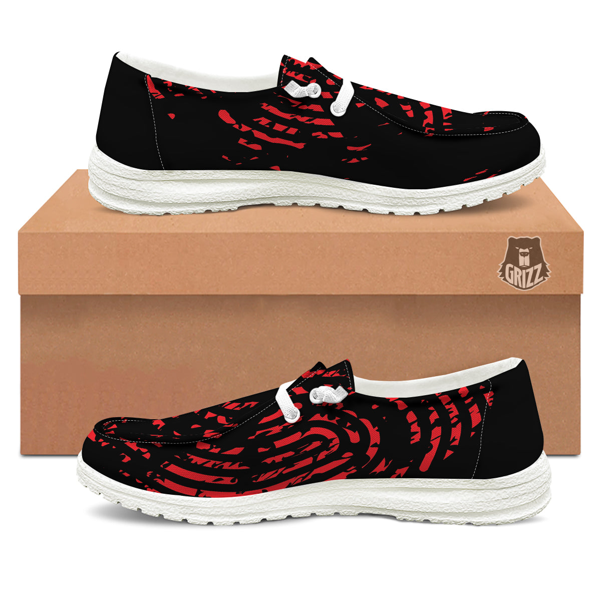 Bloody Finger Red Print White Loafers-grizzshop