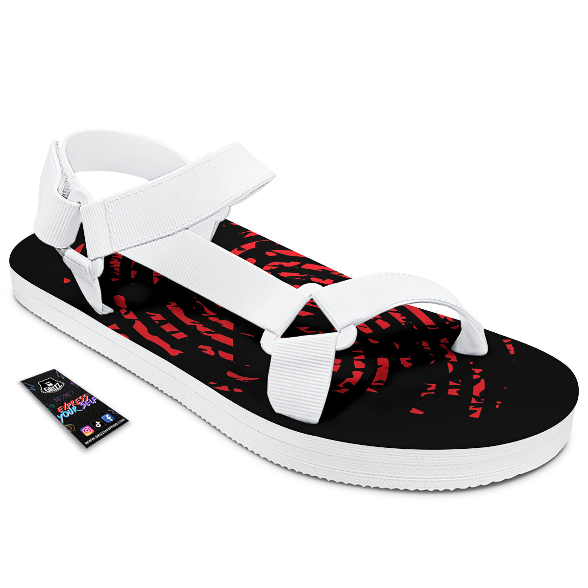 Bloody Finger Red Print White Open Toe Sandals-grizzshop