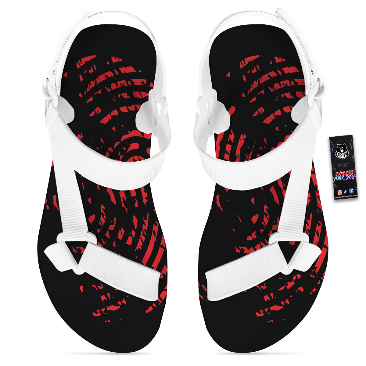 Bloody Finger Red Print White Open Toe Sandals-grizzshop