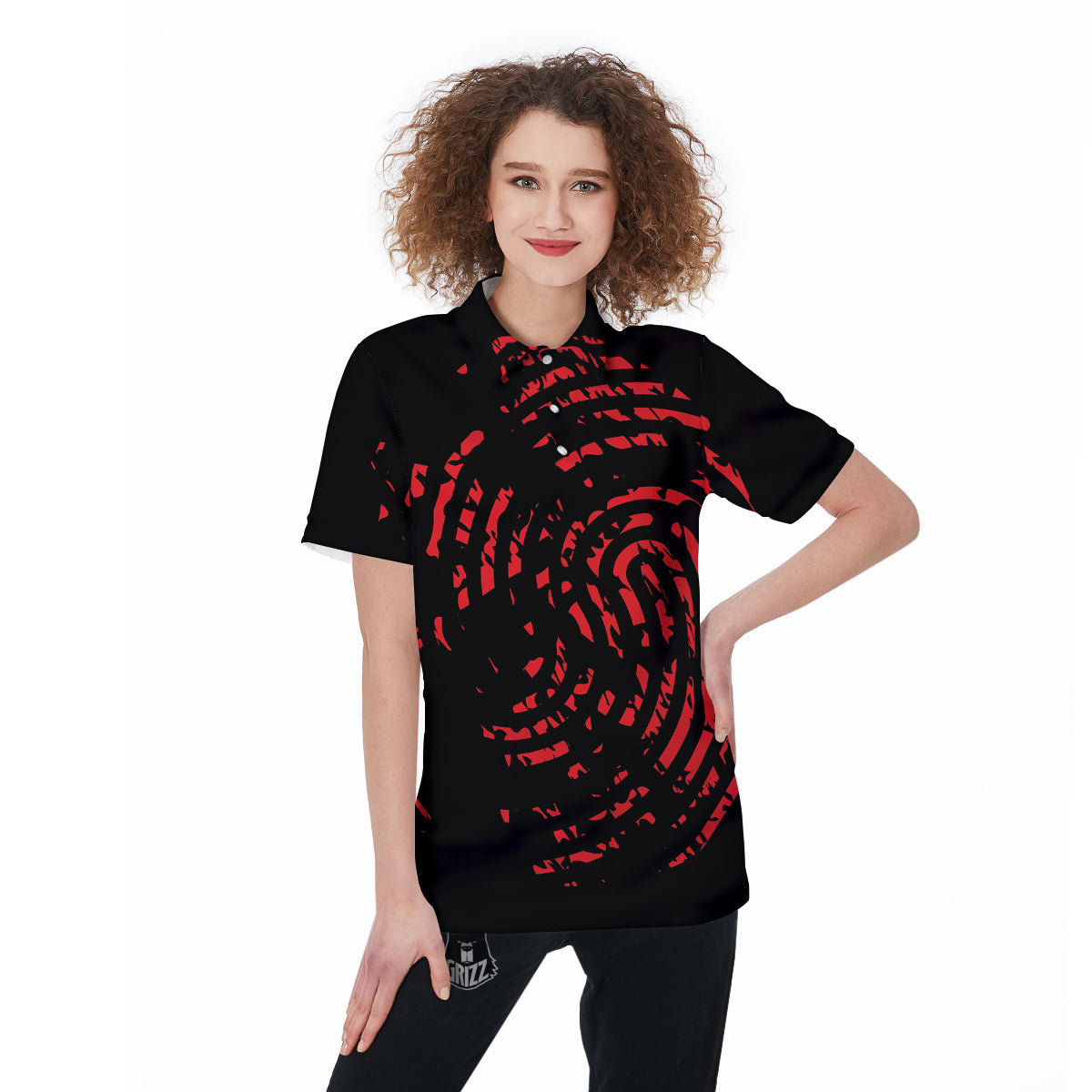 Bloody Finger Red Print Women's Golf Shirts-grizzshop