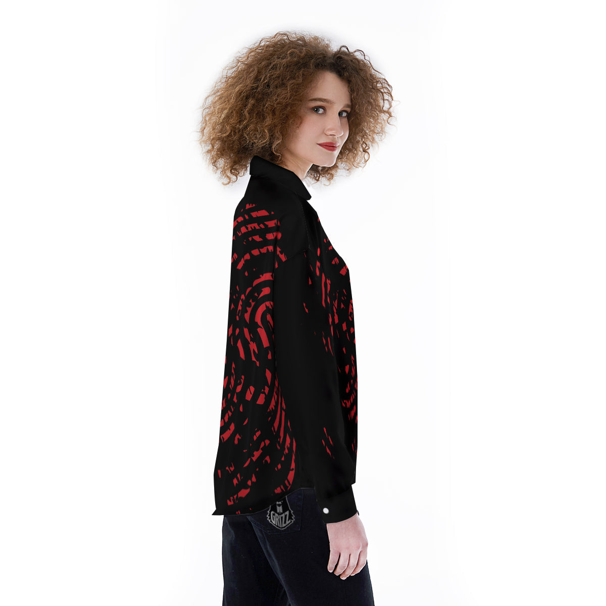 Bloody Finger Red Print Women's Long Sleeve Shirts-grizzshop