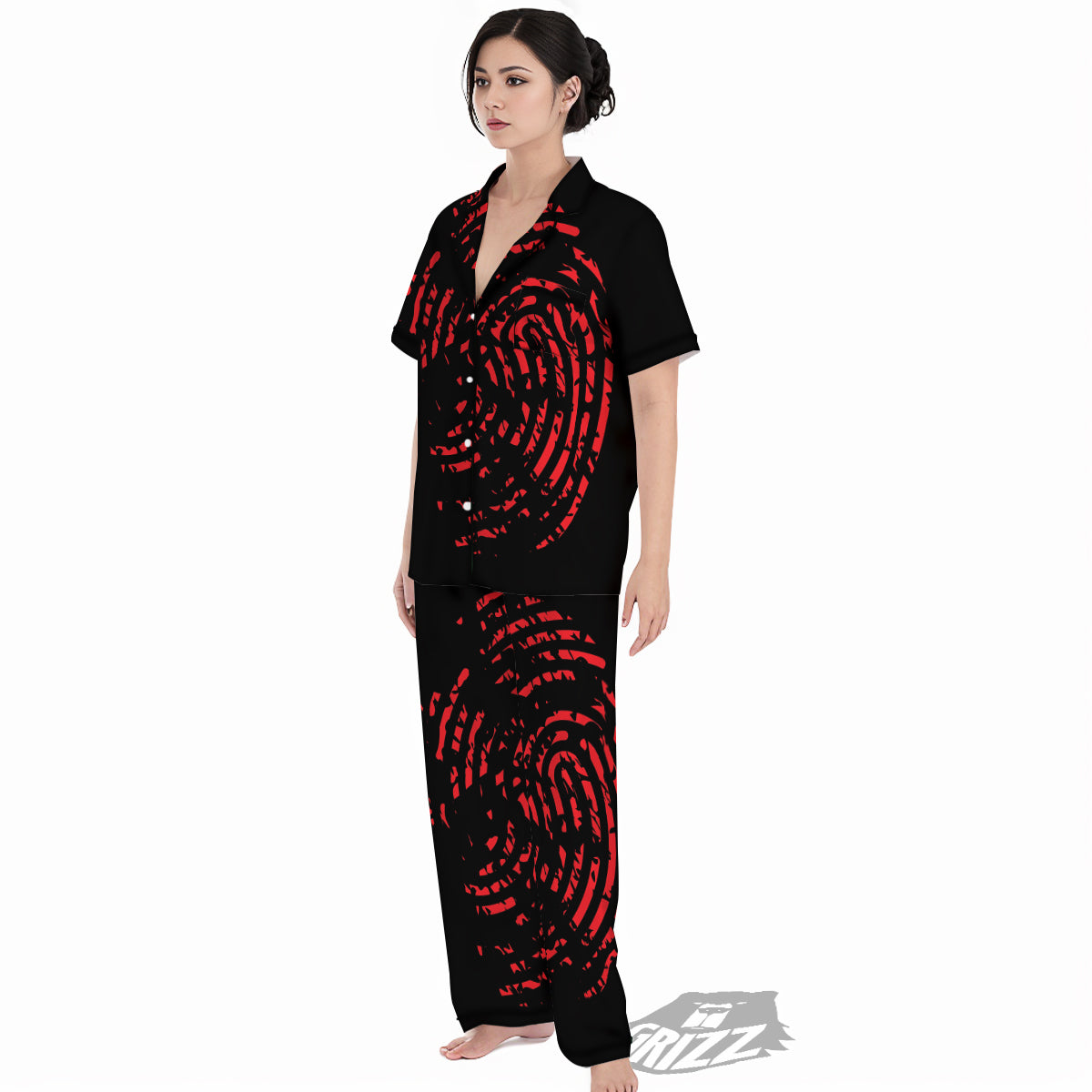 Bloody Finger Red Print Women's Pajamas Set-grizzshop