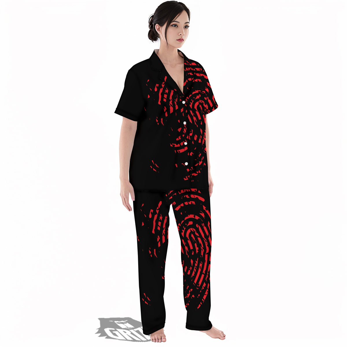 Bloody Finger Red Print Women's Pajamas Set-grizzshop
