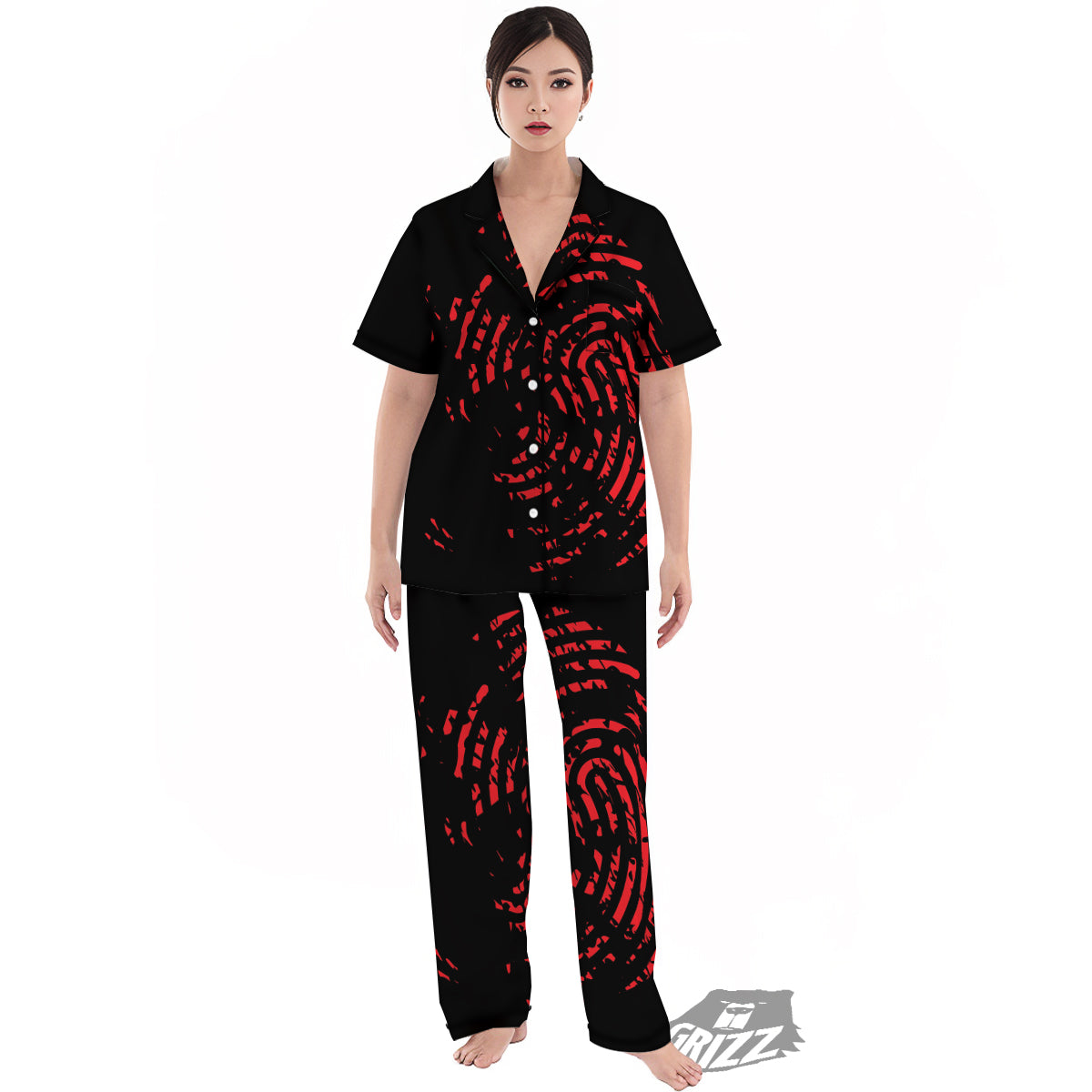 Bloody Finger Red Print Women's Pajamas Set-grizzshop